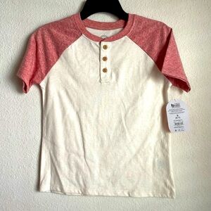 Wonder Nation Short Sleeve Raglan Henley - Delicate Ivory size S 6/7-NWT